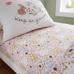 RHS Разтегателен детски чаршаф за единично легло 90x190 cm Garden Animals - RHS (BD/58236/R/SFD/WH)