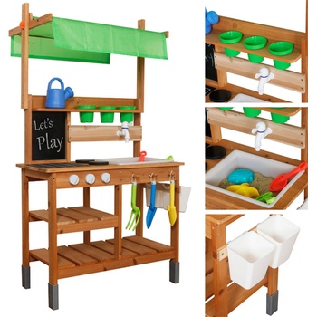 Pepita дървена кухня за игра на открито с аксесоари - кафяво (W10C988)