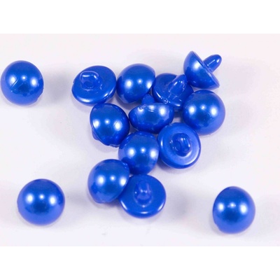 Gombík perlička so spodným prišitím - kráľovská modrá perleťová - priemer 1,1 cm