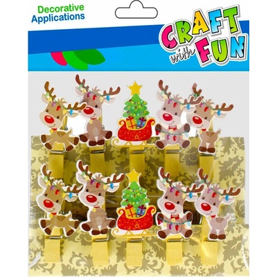 Hobby craftfun vianočné štipčeky sob a sane, 10 kusov