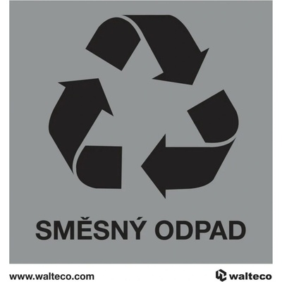 Walteco Značenie odpadu ""Recyklácia - zmesový odpad"" samolepiaci, 92 x 92 mm