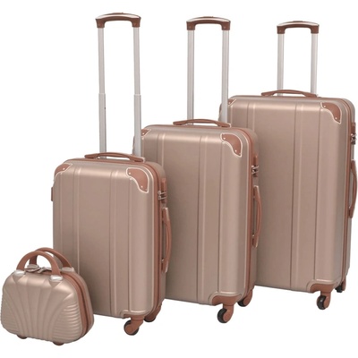 vidaXL Комплект от 4 броя твърди куфари на колелца, цвят шампанско (91193)