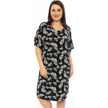 Макси нощница в черно с красиви бели цветя