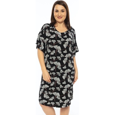 Макси нощница в черно с красиви бели цветя