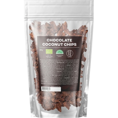 BrainMax Pure Chocolate Coconut chips Kokosové chipsy v čokoláde BIO 250 g