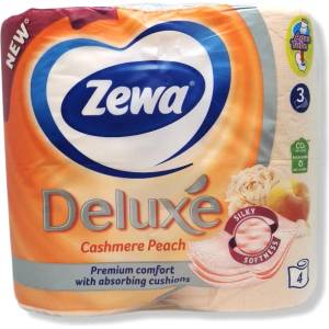 Zewa тоалетна хартия, Deluxe, Праскова, 4 броя