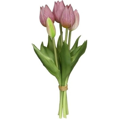 Kytica 5ks ružových realistických tulipánov Tulips Papagayo - 39 cm - Posiwio