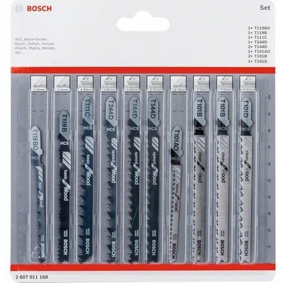 Bosch Комплект ножове за прободен трион с T-образна опашка за дърво 10 части (2607011169)