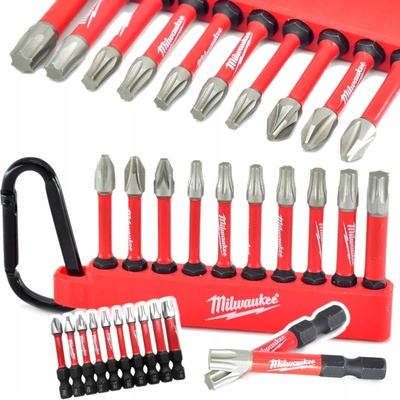 Milwaukee 4932492939 sada bitů SHOCKWAVE IMPACT, 10ks, držák s karabinou 4932492939