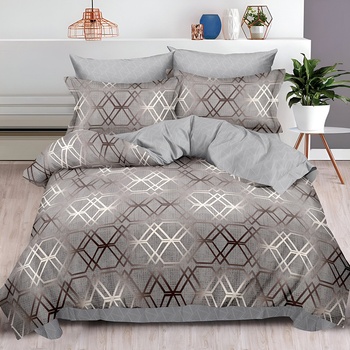 EmonaMall Двулицево спално бельо с ластик EmonaMall, 6 части - Модел S13970 (S13970-66666e)