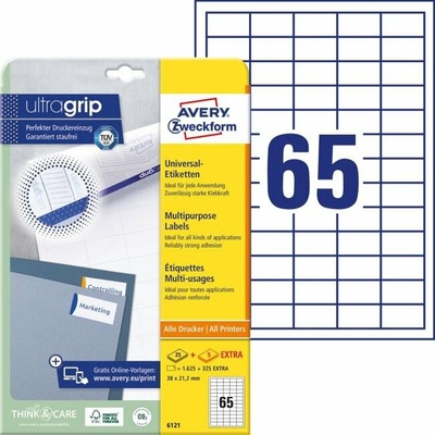 avery zweckform Etikety univerzálne 38x21,2mm Avery A4 25+5 hárkov
