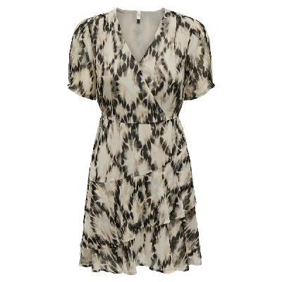 Рокля Only Elena Life short sleeve short dress - Beige (Black / Aop Bali Tie Dye)