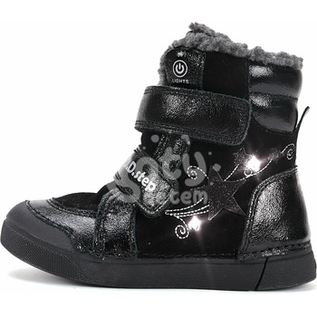 D.D.Step zimní kožené blikací boty W068-52745B black