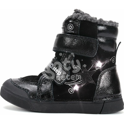 D.D.Step zimní kožené blikací boty W068-52745B black