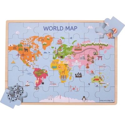 Bigjigs Dřevěné Mapa světa 35 dílků