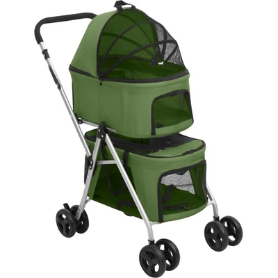 vidaXL Сгъваема количка за кучета, зелена, 83x48x97 см, Оксфорд плат (172207)