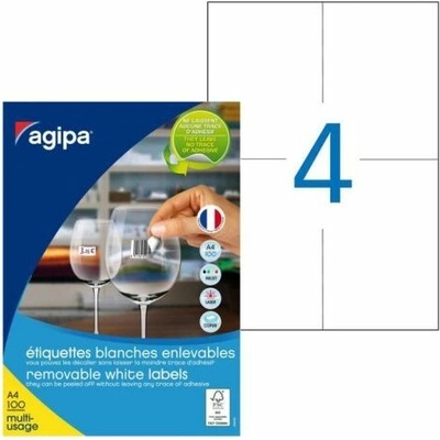 Etikety univerzálne odnímateľné 105x148mm Agipa A4 100 hárko AG128992