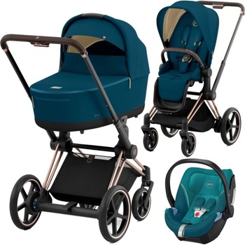 CYBEX Rám e-Priam 2.0 + Seat Pack + Lux Carry Cot + Aton 5 2023 Mountain Blue