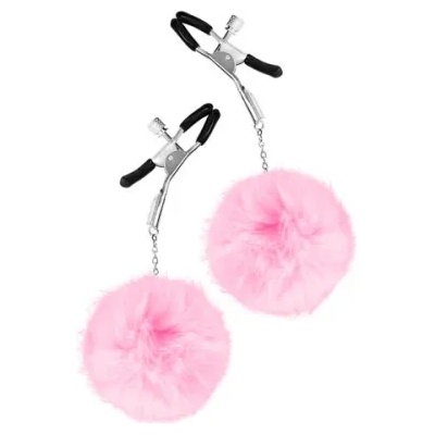 Sweet Caress Щипки за зърна с пухкави топчета Sweet Caress розови