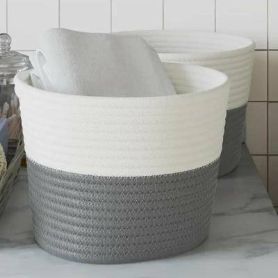 VidaXL úložné koše 2 ks 24 x 18 cm bavlna šedá a bílá 358453