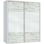 Bogdan Furniture G Двукрилен гардероб с плъзгащи врати Мебели Богдан Модел bm-ava 5, кристал с бяло