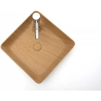 Image 1 of Inter Ceramic Мивка за баня ICL 4710WOODEN, монтаж върху плот, камък, дървесен, 45x45x10см (4710WOODEN)