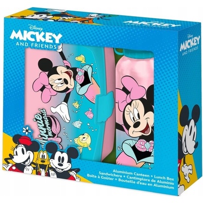 Kids Euroswan raňajkový set box + flaša na pitie 500 ml Disney myška Minnie