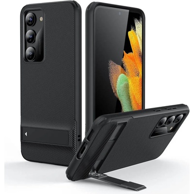 ESR Air Shield Boost Case - удароустойчив хибриден кейс с вградена поставка за Samsung Galaxy S23 (черен)