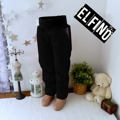 Dětské softshellové kalhoty MASKÁČ s kapsami s fleecem černé