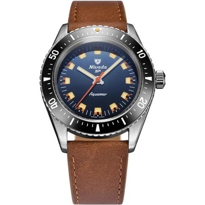 Nivada Grenchen Aquamar Blue - Brown Leather