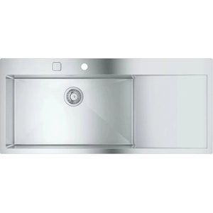 GROHE K1000 мивка от неръждаема стомана 116x52.1 см 1 леген с тава за отцеждане, лява ориентация (31581SD1) Мивка за вграждане