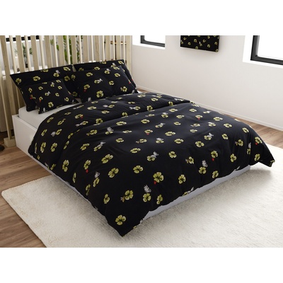 Textilomanie obliečky z mikrovlákna FOUR LEAF CLOVER čierne 70x90 140x200