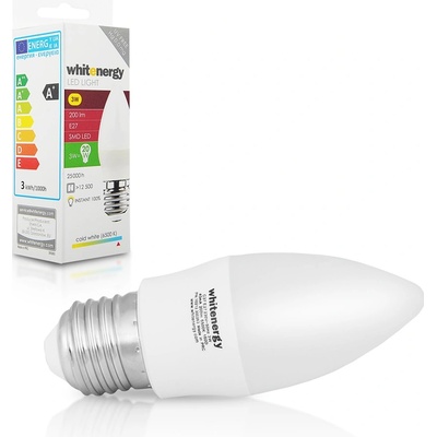 Whitenergy LED žiarovka 7xSMD2835 C37 E27 3W 230V studená bie mlieko