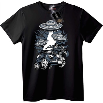 NOONEBRAND Тениска НЛО Кола и Байкър - 2XL, Black