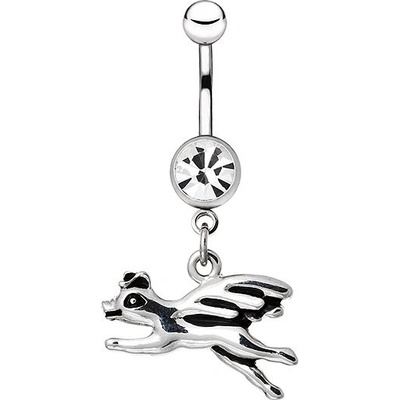 Šperky eshop piercing do bříška z chirurgické oceli létající prasátko AA4.06