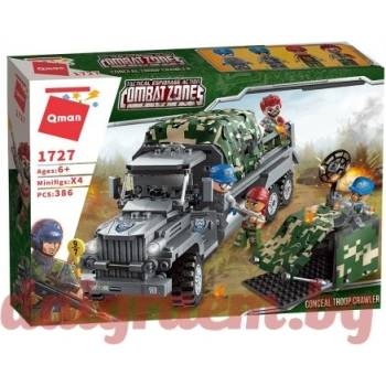 Qman Конструктор qman Военен маскировъчен камион 1727 (q1727)