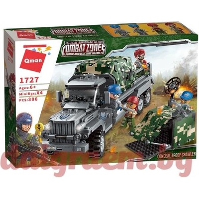 Qman Конструктор qman Военен маскировъчен камион 1727 (q1727)