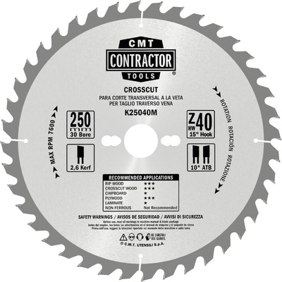 CMT Orange Tools Contractor Pílový kotúč na drevo Masterpack D160x2,2 d20 Z40 HW 10ks K16040H-X10