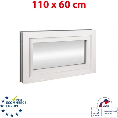 OKNA-HNED.SK Plastové okno 110x60 cm (1100x600 mm) biele sklopné pivničné