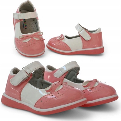 Dětské baleríny laky na suchý zip kožená vložka 6485