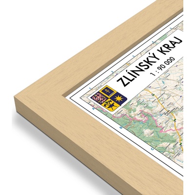 ZES Zlínský kraj - nástěnná mapa 150 x 95 cm Varianta: mapa v dřevěném rámu, Provedení: Pegi přírodní