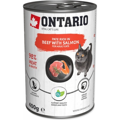 Ontario Cat hovädzie s lososom ochutené spirulinou 400 g