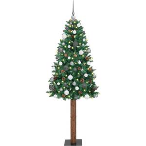 vidaXL Тясно коледно дърво Зелен 210 cm ПВЦ и масивно борово дърво (3394876)