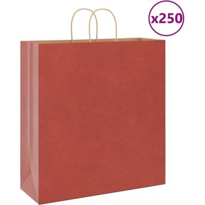 vidaXL Papírové tašky 250 ks s uchy červené 45x17x48 cm
