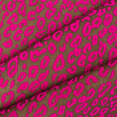 Takoy Pravá kůže / useň broušená hnědá s růžovým leopardím vzorem 90x95