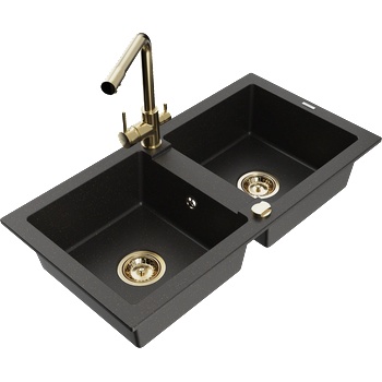 Mexen Mario гранитна кухненска мивка с 2 камери и смесител Duero, (6504-75-671600-50)