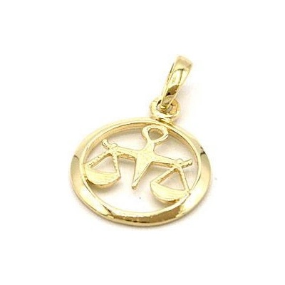 B&B Goldinvestic Zlatý přívěsek znamení váhy v kruhu N4906