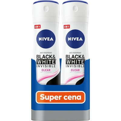 Nivea Black & White Invisible Clear deo spray 2x150 ml