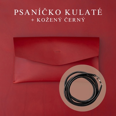 Wood Style psaníčko Kulaté Červené kožený Černý