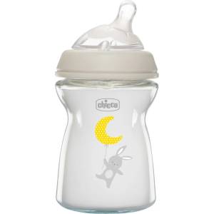 Chicco Стъклено шише Chicco - Natural Feeling, с биберон 0 м+, 250 ml, асортимент (N0239) - ozone